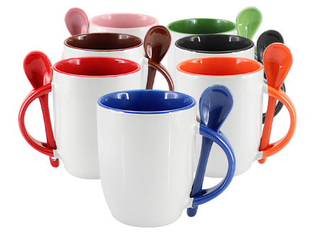 Tazon Ceramico Sublimacion con Cuchara